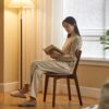 Simple Dining Chair, Solid Chair Table For Living Room Chair - Dark Natural - Image 3