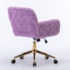 Office Chair, Artificial Rabbit Hair Home Office Chair With Golden Metal Base, Adjustable Desk Chair Swivel Office Chair, Vanity Chair - Violet - Image 8