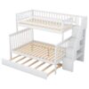 Twin Over Full Bunk Bed With Trundle And Staircase - White - Image 9