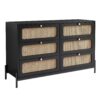 Modern Cannage Rattan Wood Closet 6 Drawer Dresser Wood Storage Cabinet Sideboard For Bedroom, Living Room, Entryway, Hallway - Black - Image 7