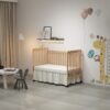 Crib 3 In 1 Convertible, Made Of Sustainable Pinewood, Non Toxic Finish, Comes With Locking Wheels, Wooden Nursery Furniture - Natural - Image 6