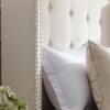 Peyton - King Bed Upholstered With High Headboard, Traditional Hand Buttoned Tufting - Ivory Velvet - Image 4