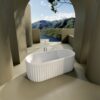 67" Freestanding Solid Surface Bathtub, Luxury Engineered Stone Resin Freestanding Soaking Bathtub With Overflow And Pop-Up Drain Cupc Certified 23S13-67 - Matte White - Image 6