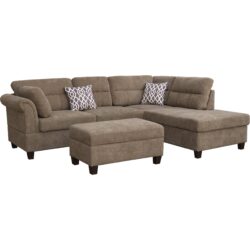 Diego - Sectional Sofa With Right Facing Chaise Storage Ottoman And 2 Accent Pillows - Brown