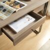 Computer Desk Writing Desk With One Drawer Metal Legs And USB Outlet Port - Brown / Black Metal - Image 3