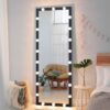 Hollywood - Full Length Mirror With Lights Full Body Vanity Mirror With 3 Color Modes Lighted Standing Floor Mirror For Dressing Room Bedroom Wall Mounted Touch Control - Black - Image 6