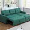 Lucca - Linen Reversible Sleeper Sectional Sofa With Storage Chaise - Green - Image 6