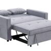 Zoey - Linen Convertible Sleeper Loveseat With Side Pocket - Light Gray - Image 3