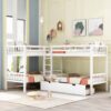 Twin L Shaped Bunk Bed With Drawers - White - Image 11