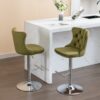 Swivel Velvet Barstools Adjusatble Seat Height From 25-33", Modern Upholstered Chrome Base Bar Stools With Backs Comfortable Tufted For Home Pub And Kitchen Island (Set of 2), 1712Ol - Olive Green - Image 17