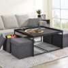 Vinny - Wood Grain 5 Piece Coffee Table Set With Raised Edges (Set of 5) - Black - Image 6