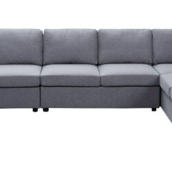 Hayden - Linen 7 Seat Reversible Modular Sectional Sofa Chaise - Light Gray