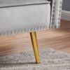 Velvet Tufted Sofa Couch With 2 Pillows And Nailhead Trim - Light Gray - Image 4