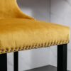 Contemporary Velvet Upholstered Wing-Back Barstools With Button Tufted Decoration And Wooden Legs, And Chrome Nailhead Trim, Leisure Style Bar Chairs, Bar Stools (Set of 4) - Gold - Image 12