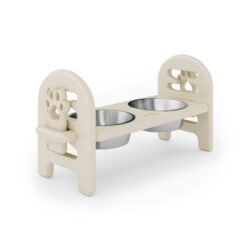 Adjustable Pet Bowl Travel Ready HDPE Durable Poly Lumber Recycled - Beige