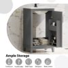 Modern Small Bathroom Vanity Cabinet With Ceramic Basin, Ample Storage, 1 Soft-Close Door - Gray - Image 10