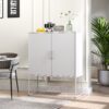 Heavy Duty Metal Buffet Sideboard Modern Steel Storage Cabinet With 2 Shelves, Free Standing Accent Cabinet With Magnetic Doors For Bedroom, Kitchen, And Home Office, Anti-Tip Design - White - Image 3