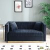 Contemporary Vertical Channel Tufted Velvet Sofa Loveseat Upholstered 2 Pieces Set With 4 Pillows - Black - Image 4