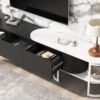 Modern Extendable TV Stand For TVs Up To 75", Entertainment Center Media Console With 3 Drawers, Metal Adjustable Legs For Living Room - Black White - Image 11