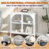 Metal Sideboard Cabinet, Accent Storage Cabinet With 2 Glass Doors, Modern Coffee Bar Cabinet With Adjustable Shelves 154 Lbs Capacity For Kitchen, Living Room And Hallway - White - Image 8