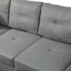 Sectional Sofa Set For Living Room With Right Hand Chaise Lounge And Storage Ottoman - Gray - Image 5