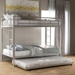Twin Over Twin Bunk Bed With Trundle - Silver