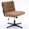 Armless Office Desk Chair No Wheels - Brown - Image 9