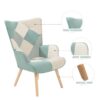 Accent Chair With Ottoman, Living Room Chair And Ottoman Set, Comfy Side Armchair For Bedroom, Creative Splicing Cloth Surface - Blue - Image 6