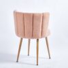 Modern Dining Chair (Set of 2) With Iron Tube Wood Color Legs, Shorthair Cushions And Comfortable Backrest, Suitable For Dining Room, Living Room, Cafe, Simple Structure - Light Beige - Image 5