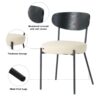 Modern Gray Simple Dining Chair Upholstered Chair Family Bedroom Stool Back Dressing, Black Round Table Set, Bentwood Covered With Ash Veneer Chair Back, Chair Metal Legs (Set of 3) - Black / Cream - Image 11
