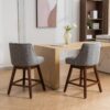 Counter Height Swivel Barstools, 26'' H Seat Height Upholstered Bar Stools (Set of 2), Fabric - Gray - Image 16