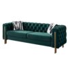 Chesterfield - Modern Tufted Velvet Living Room Sofa, 84.25''W Couch - Green - Image 2