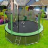 15Ft Trampoline With Basketball Hoop Inflator And Ladder (Inner Safety Enclosure) - Green - Image 3