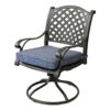 Rectangular 10 Person 126.38" Long Dining Set With Navy Blue Cushions, Swivel And Rocking Chairs - Antique Navy Blue - Image 7