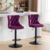Swivel Velvet Barstools Adjusatble Seat Height , Modern Upholstered Bar Stools With Backs Comfortable Tufted For Home Pub And Kitchen Island (Set of 2) - Purple - Image 15