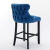 Contemporary Velvet Upholstered Wing-Back Barstools With Button Tufted Decoration And Wooden Legs, And Chrome Nailhead Trim, Leisure Style Bar Chairs, Bar Stools (Set of 4) - Blue - Image 6