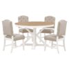 Functional Furniture Retro Style Dining Table Set With Extendable Table And 4 Upholstered Chairs For Dining Room And Living Room - Natural / Off White - Image 9