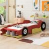 Twin Size Race Car-Shaped Platform Bed With Wheels - Red - Image 12