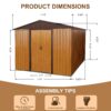 Outdoor Metal Storage Shed With Metal Floor Base - Coffee - Image 6