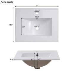 Modern Small Bathroom Vanity Cabinet With Ceramic Basin, Ample Storage, 1 Soft Close Door - Black