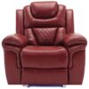 3 Pieces Recliner Sofa Sets Home Theater Seating Manual Recliner Chair With Center Console And Led Light Strip For Living Room - Wind Red - Image 23