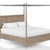 Queen Canopy Bedroom Set With A 2 Drawer Nightstand A Modern Dresser With Poster Mirror And A Door Chest - Sand - Image 3