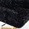 Office Chair, Artificial Rabbit Hair Home Office Chair With Golden Metal Base, Adjustable Desk Chair Swivel Office Chair, Vanity Chair - Black - Image 11