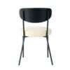 Modern Gray Simple Dining Chair Upholstered Chair Family Bedroom Stool Back Dressing, Black Round Table Set, Bentwood Covered With Ash Veneer Chair Back, Chair Metal Legs (Set of 3) - Black / Cream - Image 15