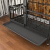 Modern Kennel Dogs Room Up To 80 Lb, Dog Crate Furniture With Multi-Purpose Rremovable Ttray, Double-Door Dog House, Lift Panel, 360 Degree Rotation, 3 Height Adjustable Feeding Bowls - Antique Brown - Image 8