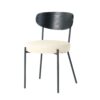 Modern Gray Simple Dining Chair Upholstered Chair Family Bedroom Stool Back Dressing, Black Round Table Set, Bentwood Covered With Ash Veneer Chair Back, Chair Metal Legs (Set of 3) - Black / Cream - Image 17