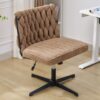 Armless Office Desk Chair No Wheels - Brown - Image 17