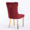 Nikki - Modern, High-End Tufted Solid Wood Contemporary Velvet Upholstered Dining Chair With Golden Stainless Steel Plating Legs, Nailhead Trim (Set of 2) - Burgundy - Image 7