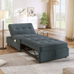 4 In 1 Sofa Bed, Chair Bed, Multi-Function Folding Ottoman Bed With Storage Pocket And USB Port For Small Room Apartment, Living Room, Bedroom, Hallway - Deep Blue
