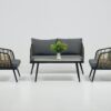 4 Pieces Patio Furniture Set, PE Rattan Wicker With Washable Cushion And Tempered Glass Tabletop, Conversation Furniture For Garden Poolside Balcony - Black / Natural - Image 14